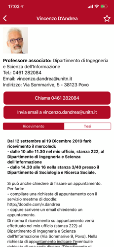 Recapiti dei docenti