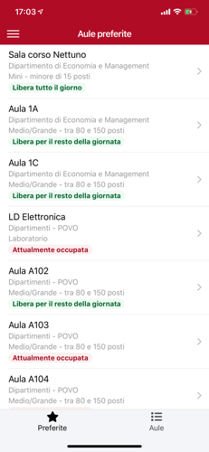 Trova un'aula libera